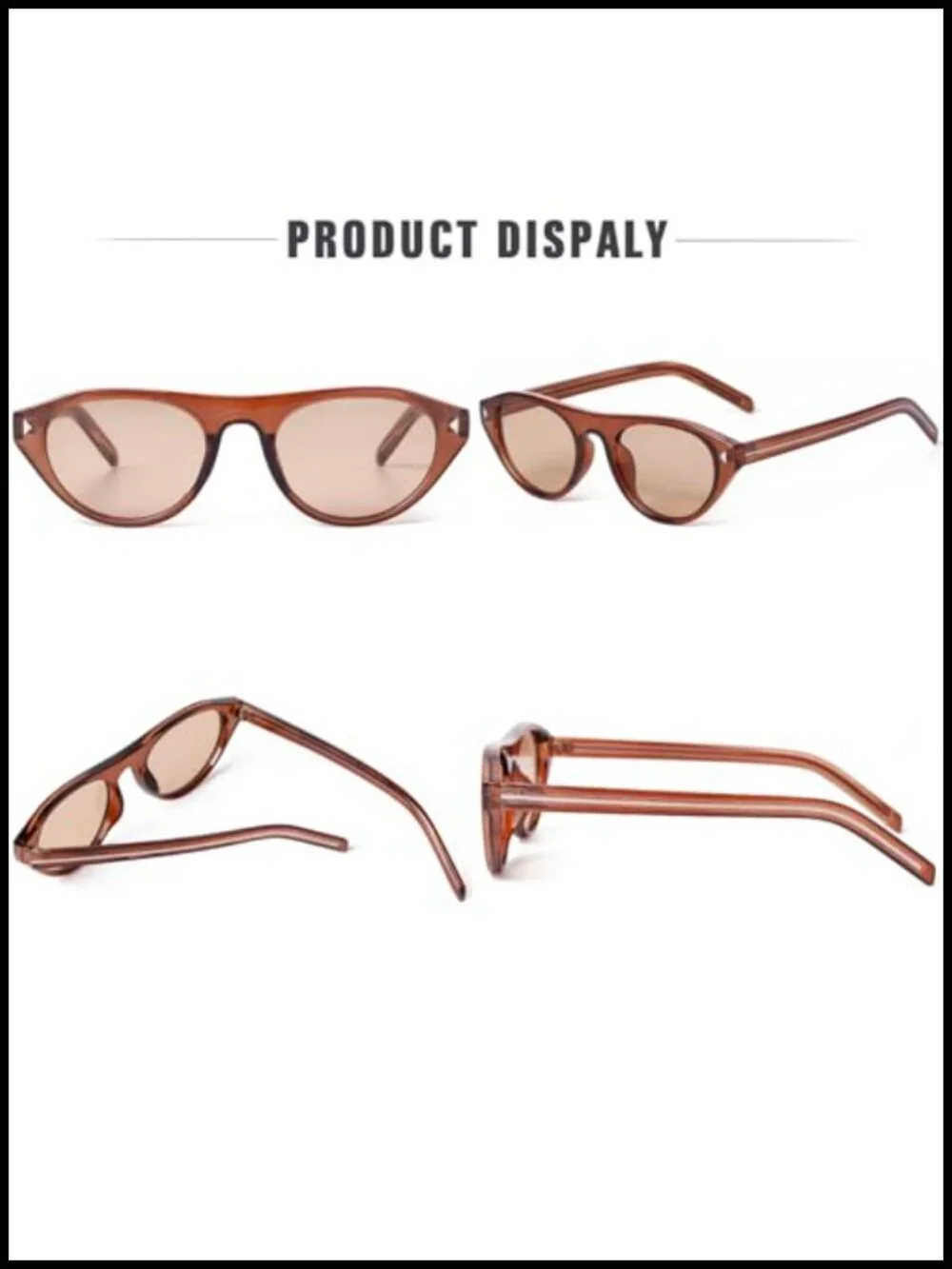 Retro Oval Sunglasses UV400 Protection Trendy Narrow Shades Cateye